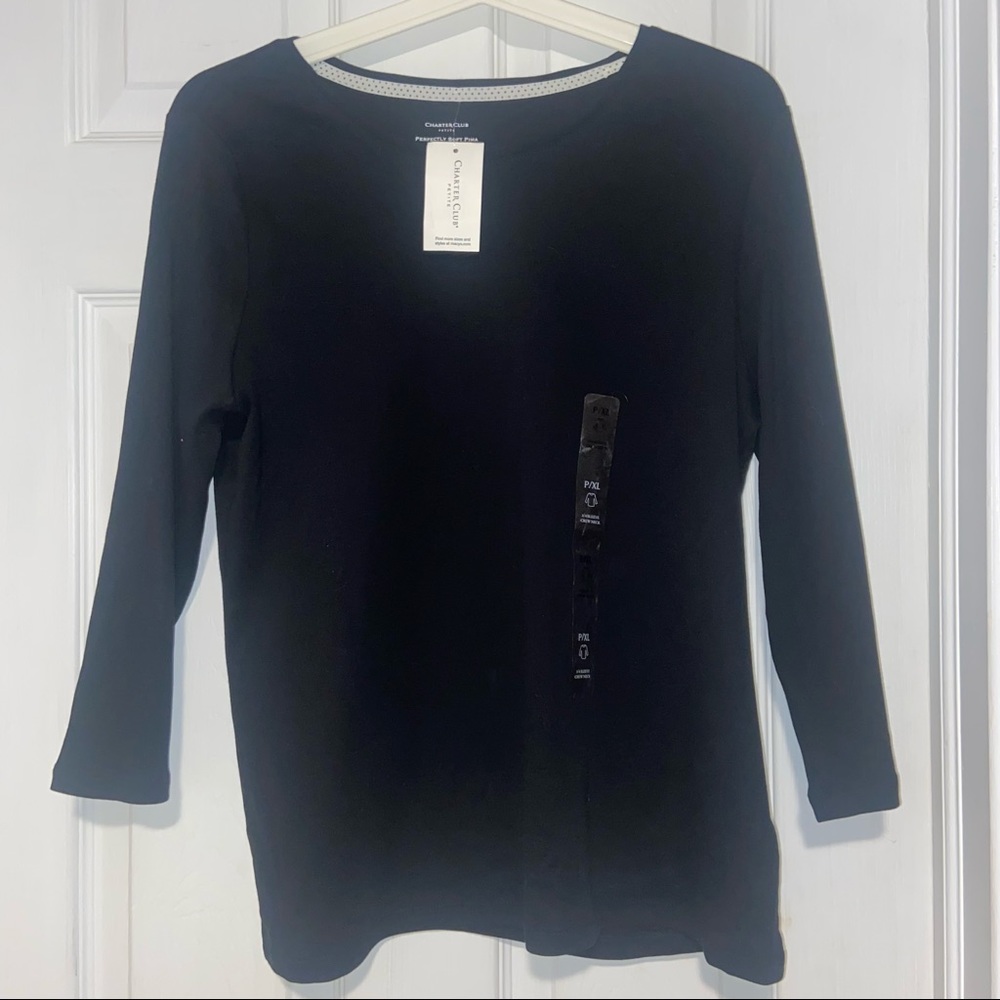 NWT Charter Club women’s petite XL black long sleeved tee.